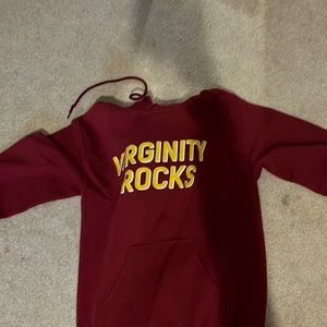 red and yellow adult small virginity rocks sweatshirt